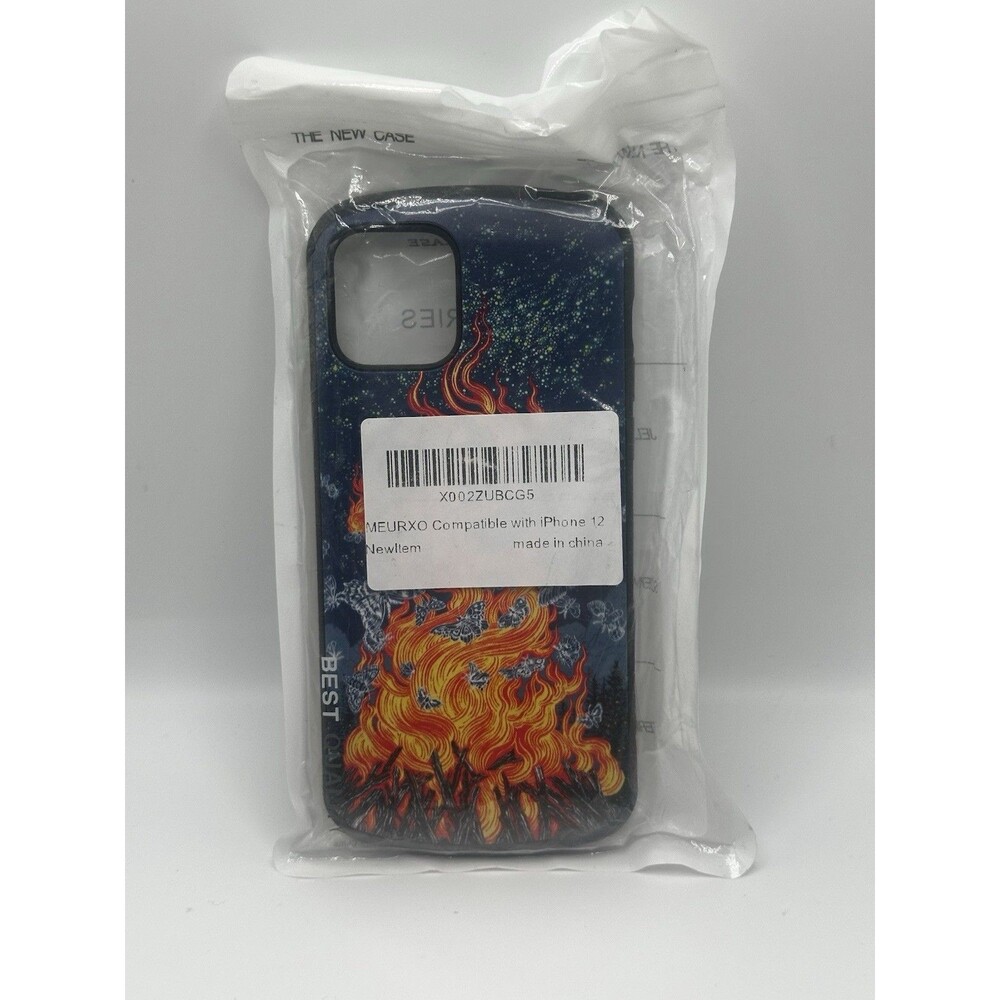 MEURXO iPhone 12 Case - Artistic Fire & Butterflies Graphic Slim Jelly Cover
